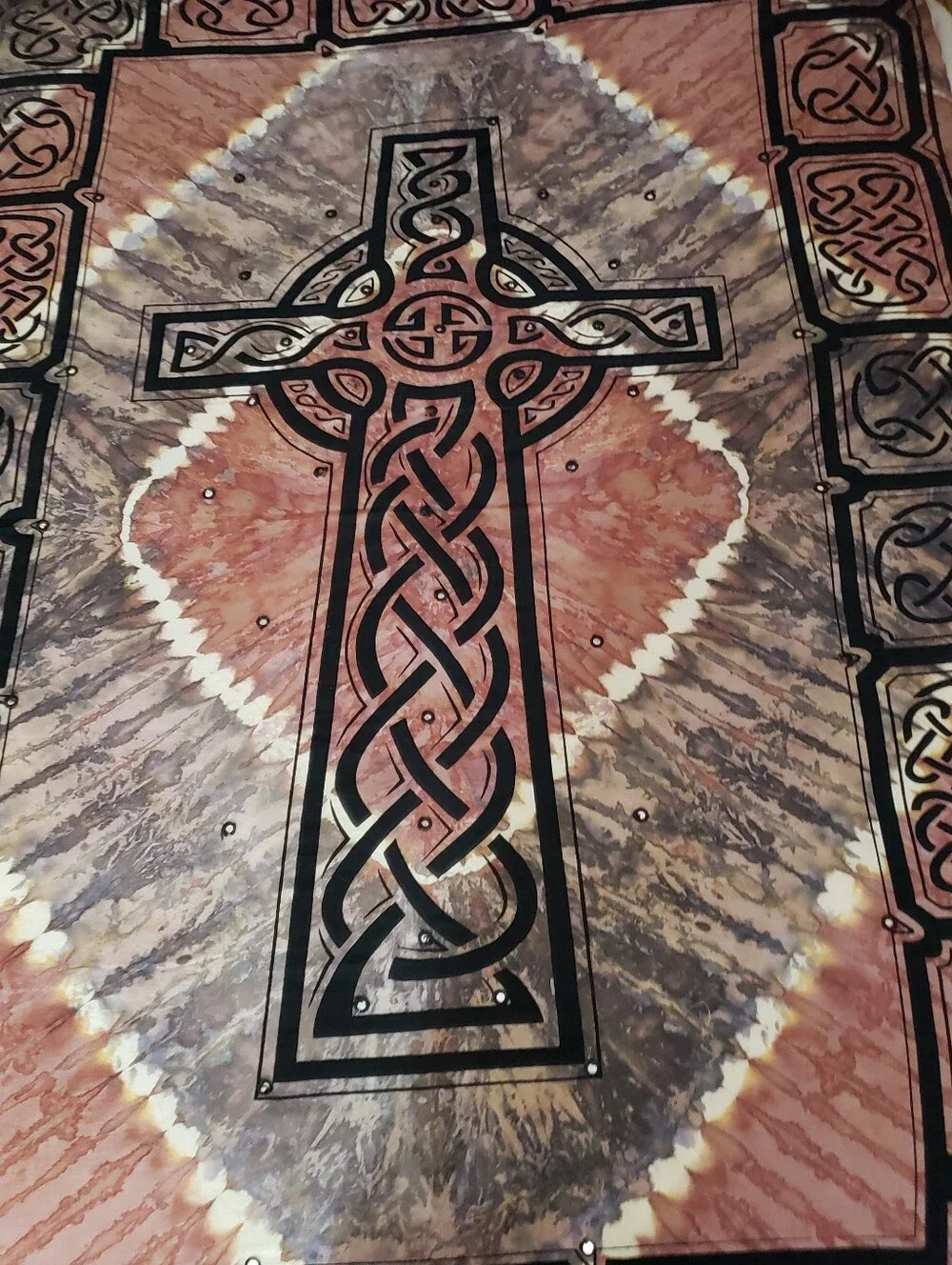 Vintage Gypsy Rose Celtic Cross Tapestry Handcrafted India 80x54 Boho Mirrors